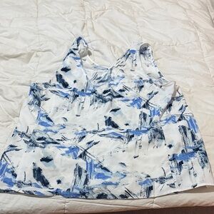 Nordstrom Blue and White Abstract Tank Top